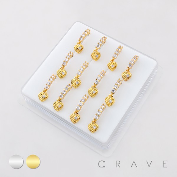 12PCS OF MULTI CZ DANGLING HEART 316L SURGICAL STEEL NOSE HOOP O-RING BOX 12PCS OF MULTI CZ DANGLING HEART 316L SURGICAL STEEL NOSE HOOP O-RING BOX